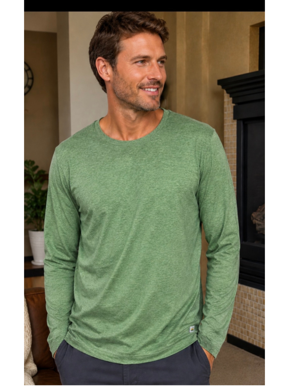 Men's Vuori Long Sleeve Strato Tech Tee, Size Large Green